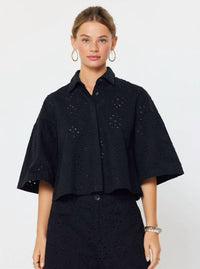 Current Air - Eyelet Cropped Button-down Shirt