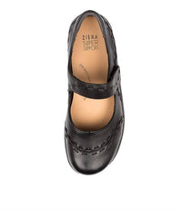Ziera Women's Gummibear Shoe - Extra Wide in black leather - women's flats - alternate view