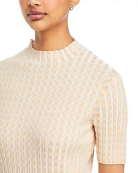 Lafayette 148 - Gingham Matte Crepe Short Sleeve Sweater