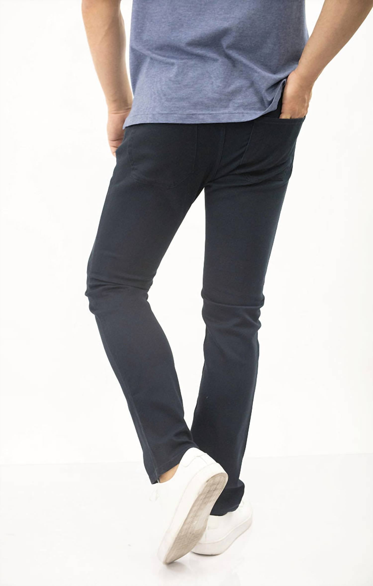 JACHS NEW YORK Straight Fit 5 Pocket Summer Commuter Pants in black - men's pants - alternate view