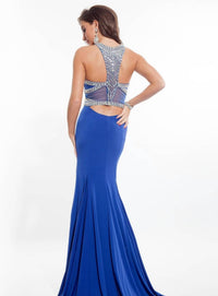 Rachel Allan - Halter Neck Beaded Jersey Prom Gown