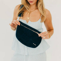 Pretty Simple Women's Westlyn Suede Bum Bag in navy - women's bag - detail view