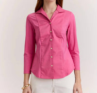 Hinson Wu - Donna 3/4 Sleeve Wing Collar Shirt