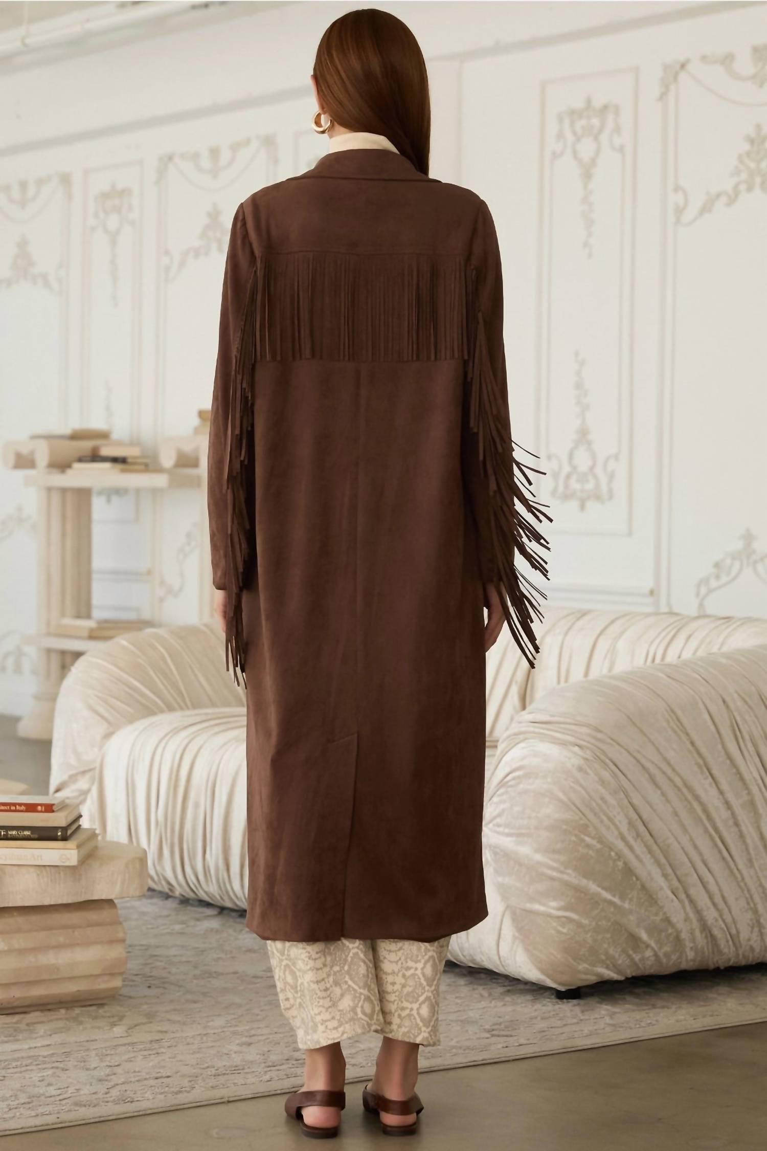 Skies Are Blue - Fringe Detail Maxi Coat