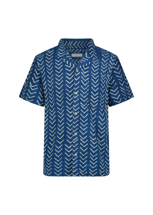 Printed Short Sleeve Camp Collar Shirt