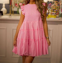 &merci Ruffled Flutter Sleeve Mini Dress in blooming pink - women's dress