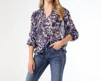Coco + Carmen - Sheer Print V Neck Blouse
