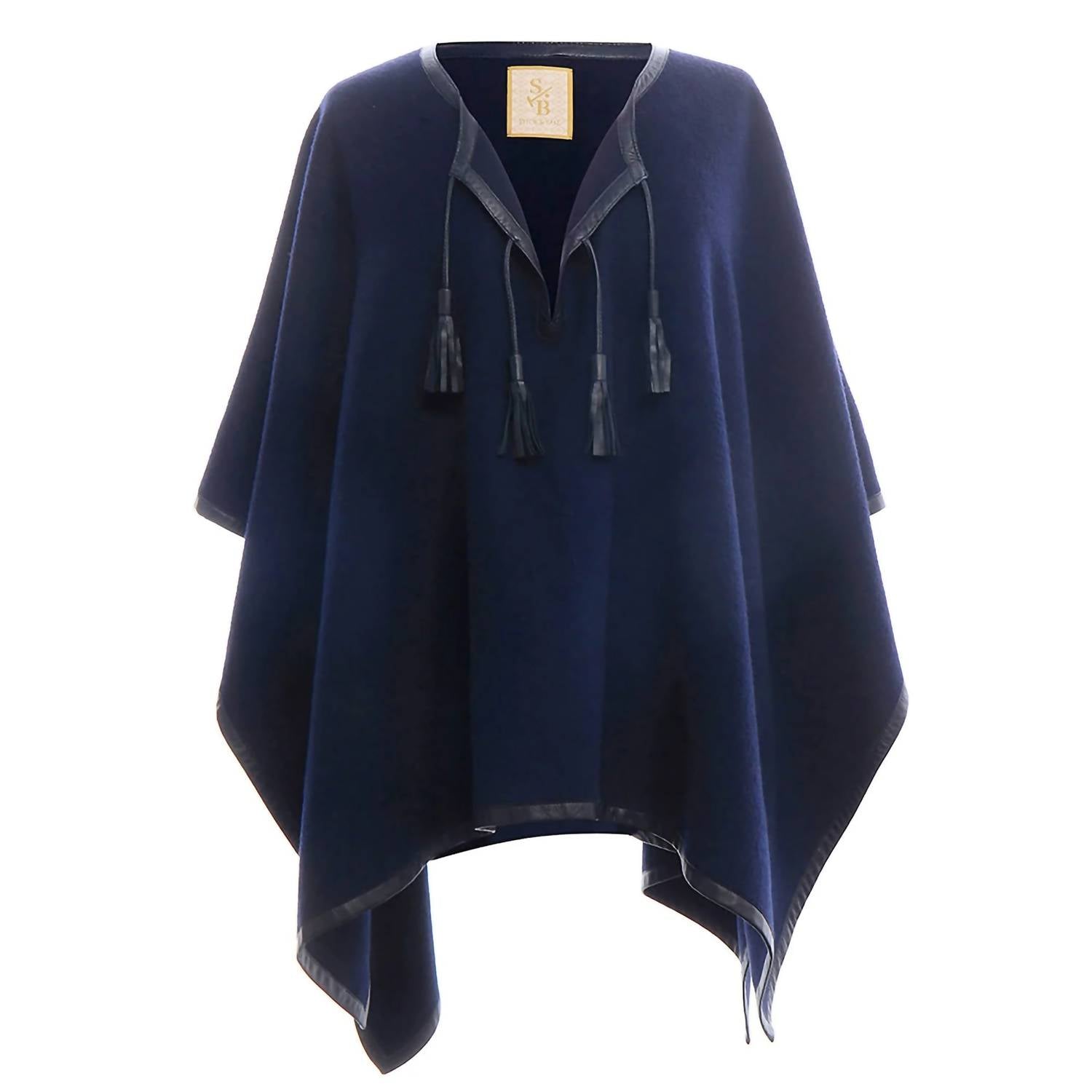 Stick & Ball - Leather Trim Baby Alpaca Poncho