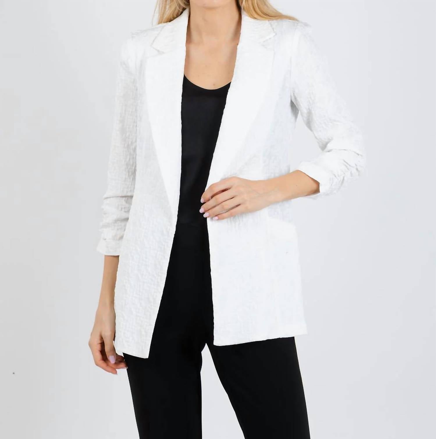 Joseph Ribkoff - Woven Jacquard Texture Boxy Blazer