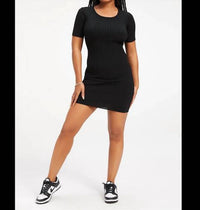 Good American - Rib Open Back Mini Dress