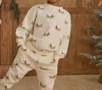 Rylee + Cru Relaxed Sweatshirt in christmas dogsivory - kids' shirt - detail view