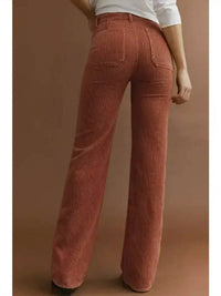ePretty CORDUROY HIGH WAISTED PANTS in rust - women's pants - detail view