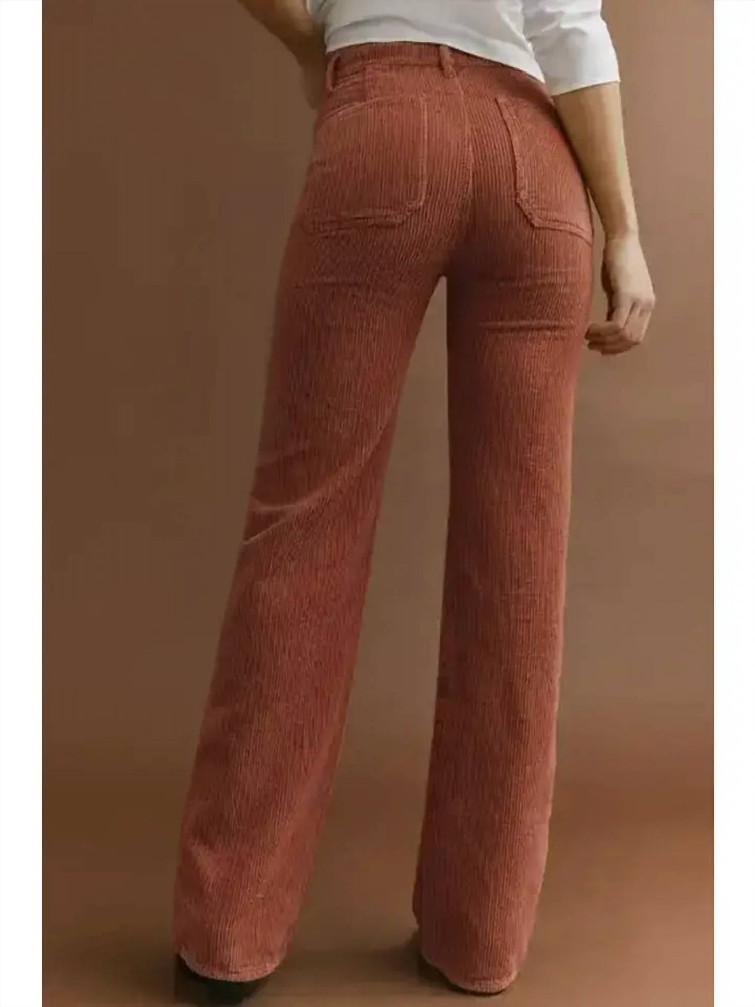 ePretty CORDUROY HIGH WAISTED PANTS in rust - women's pants - detail view