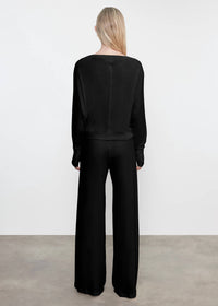 Enza Costa CASHMERE DOLMAN TOP in black - women's long sleeve top - detail view