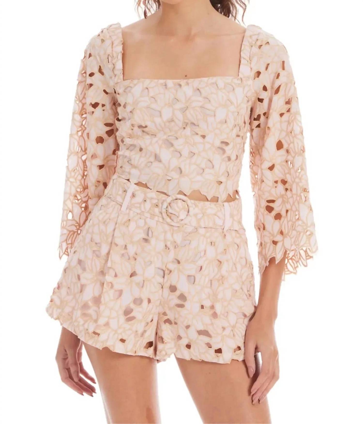 ALLISON NEW YORK Poppy Crop Top in blush - women's shirt - alternate view