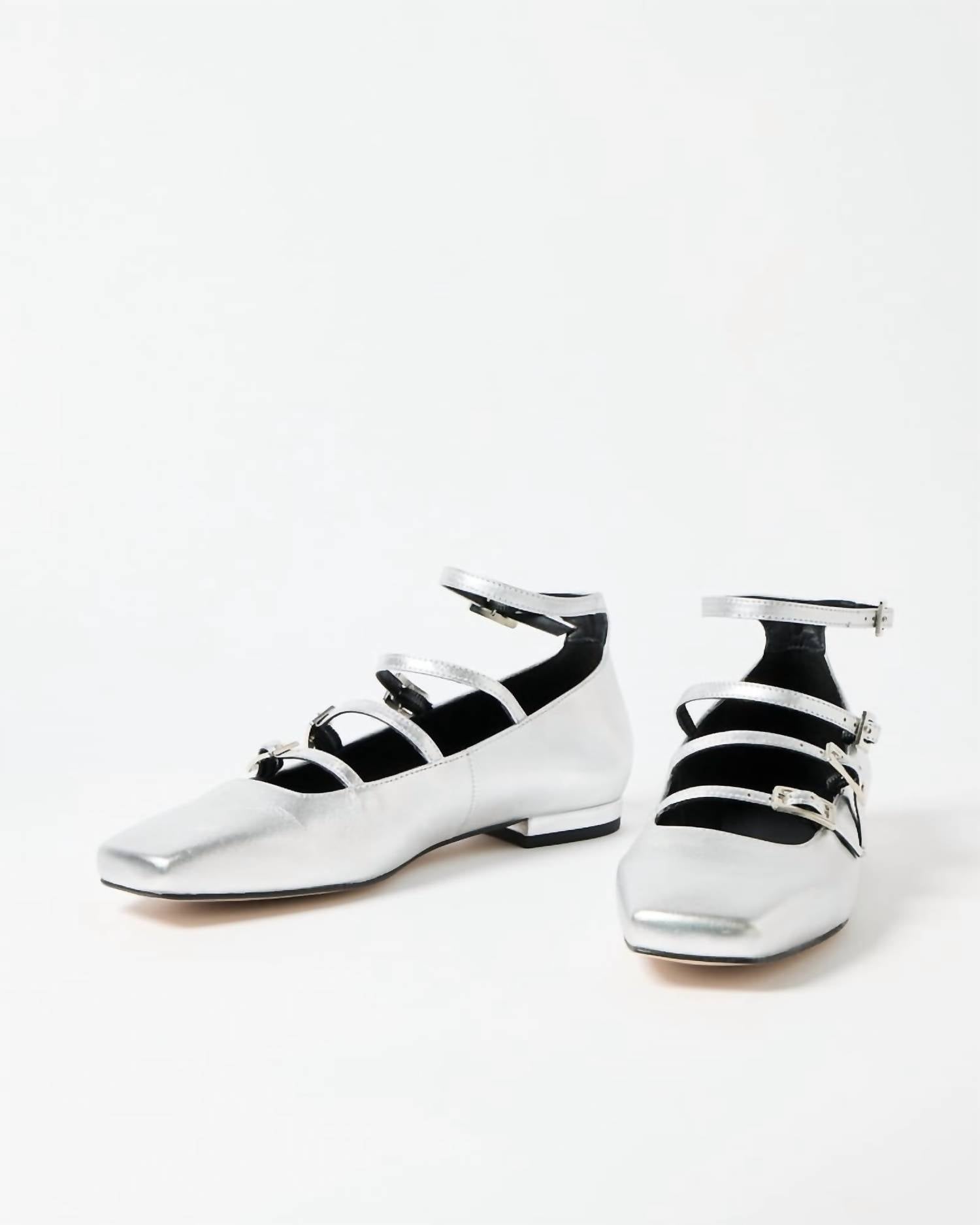 ALOHAS Women's Luke Shimmer Leather Ballet Flats in silver - women's flats