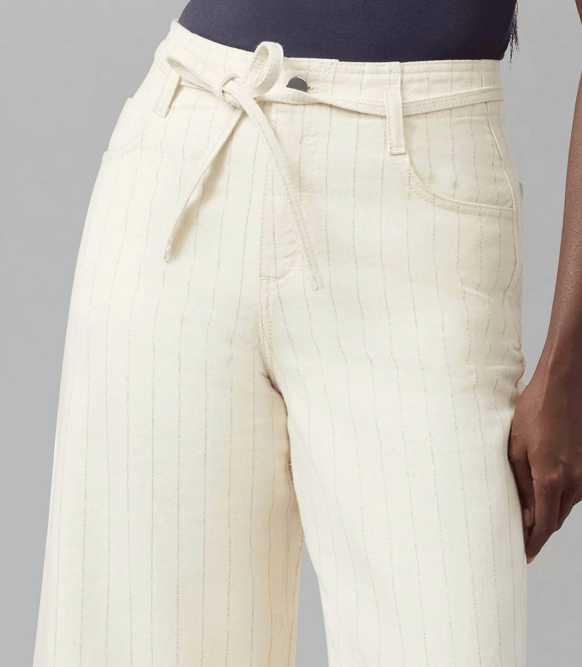Lola Denim - Ultra Rise Wide Leg Pin Striped Jeans