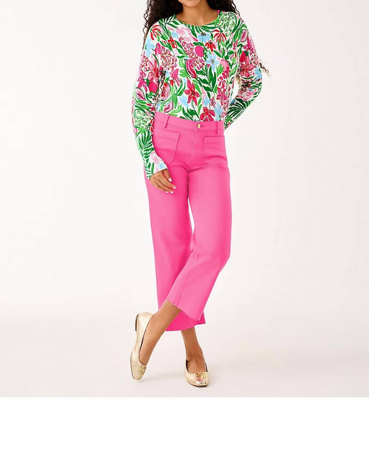 Lilly Pulitzer Salima Crewneck Sweater in glowing gardens - women's sweater