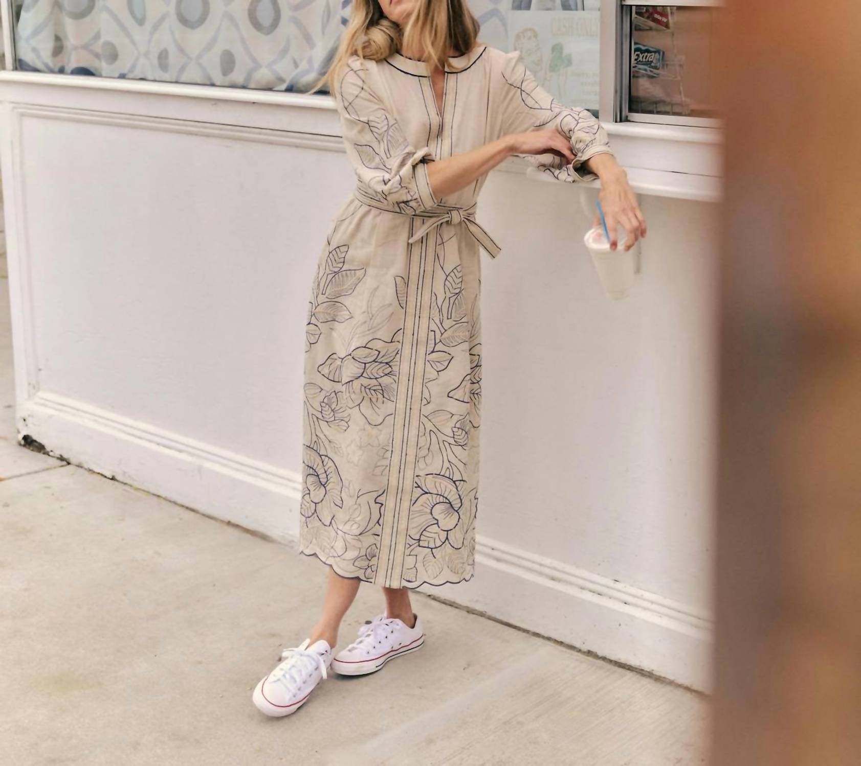 Cartolina Nantucket Sandy Midi Dress in natural - women's dress