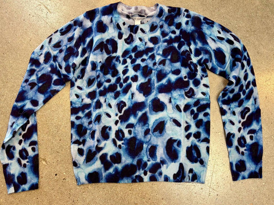 Autumn Cashmere - Women's Watercolor Print Cheetah Crewneck Sweater