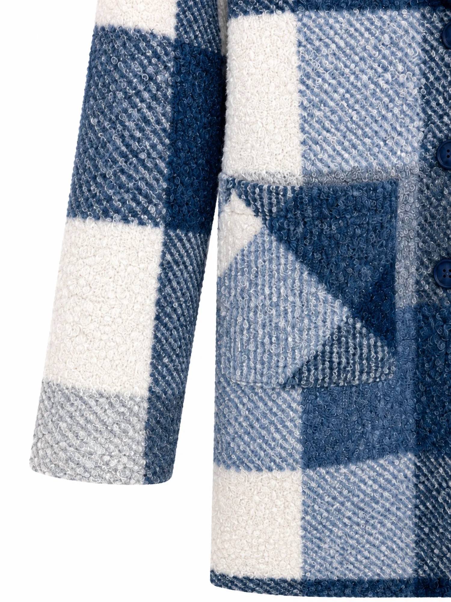 Charlie B - Plaid Bouclé Knit Tailored Coat