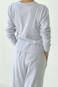 Le Bon Shoppe Pointelle Fundamental Shirt in icy gray - women's long sleeve top - detail view