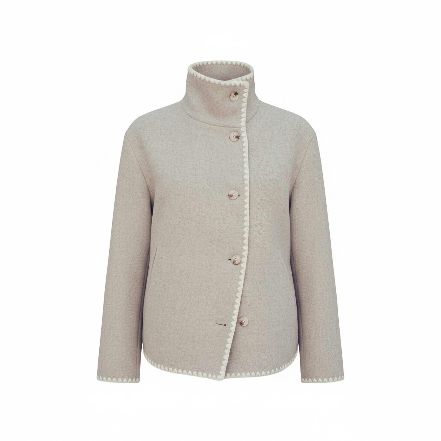 Urban Daizy Chantel Embroidered Jacket in oatmeal - women's jacket - view 4