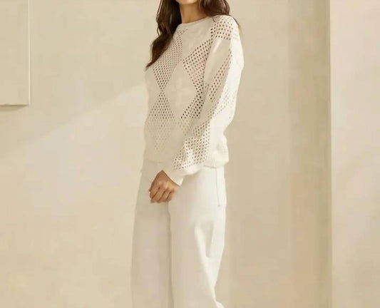 Able - Flower Embroidered Openwork Sweater Top