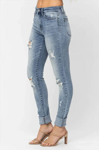 Judy Blue - Women's Susannah High Waist Tall Heavy Destroyed Skinny Jeans