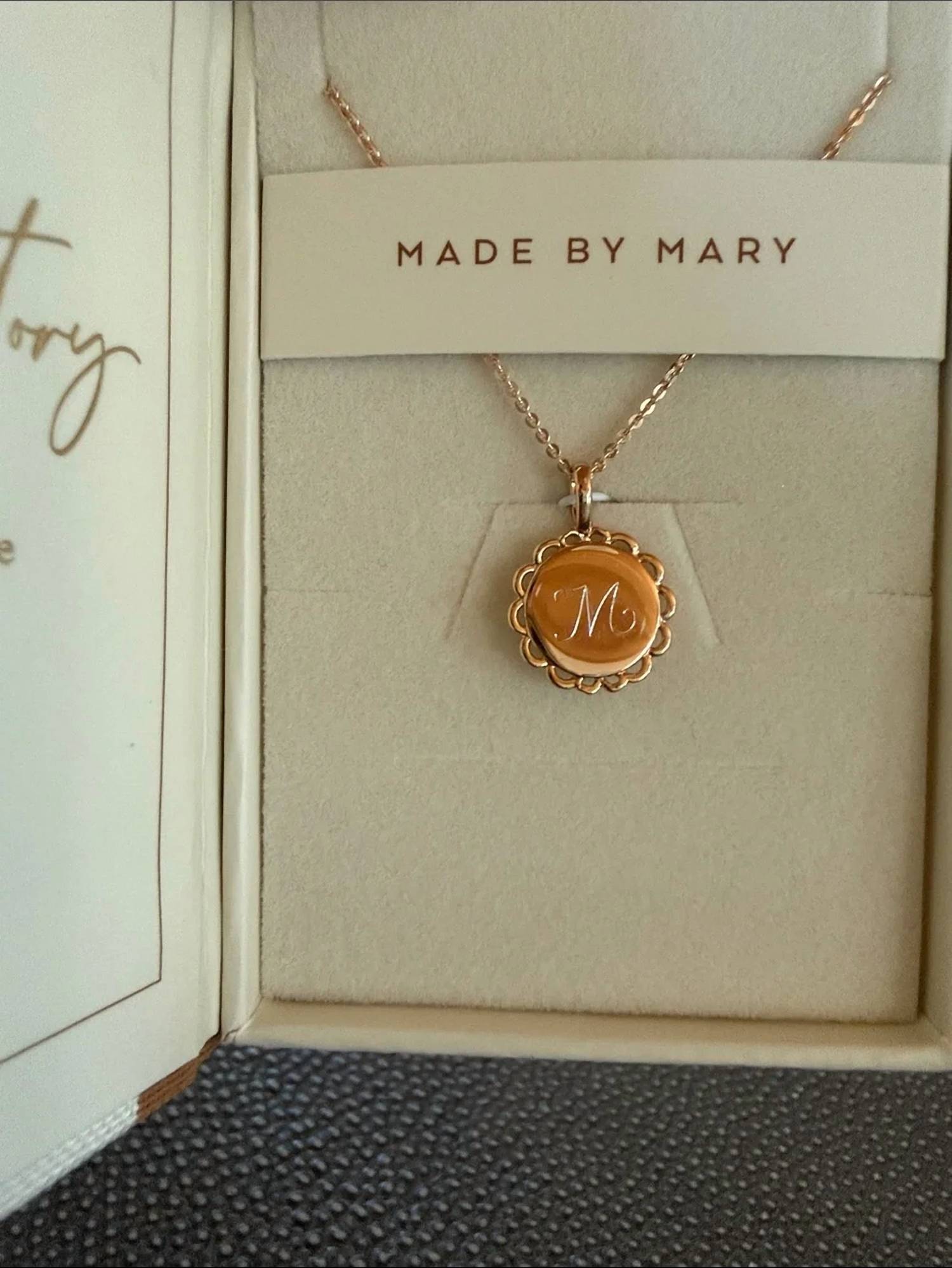Made By Mary - Engravable Ornate Circle Charm Necklace - Initial Letter M