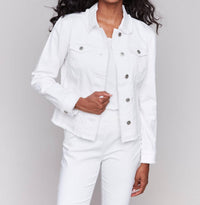 Charlie B - Twill Jean Jacket With Frayed Edges