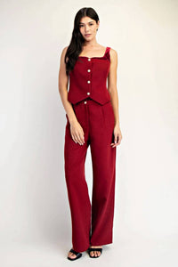 Edit By Nine - Tweed Pleated Pants With Contrast