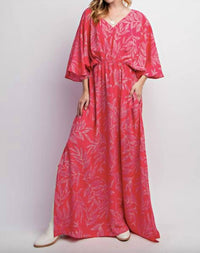 Easel - Leaf Printed Laura Maxi Dress