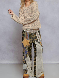 Pol - Round Neck Open Knit Crochet Sweater