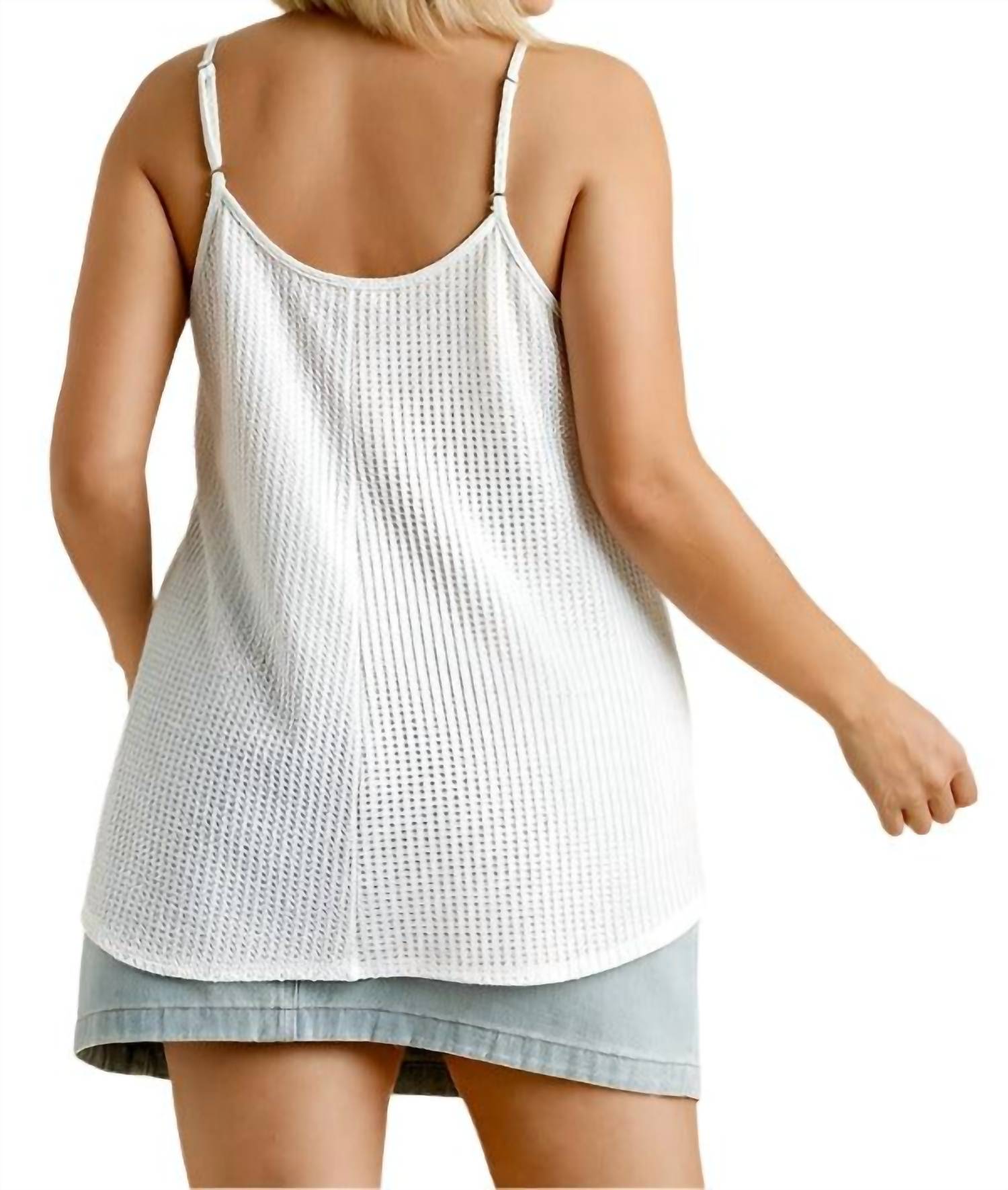 Umgee - Waffle Knit V-neck Tank Top