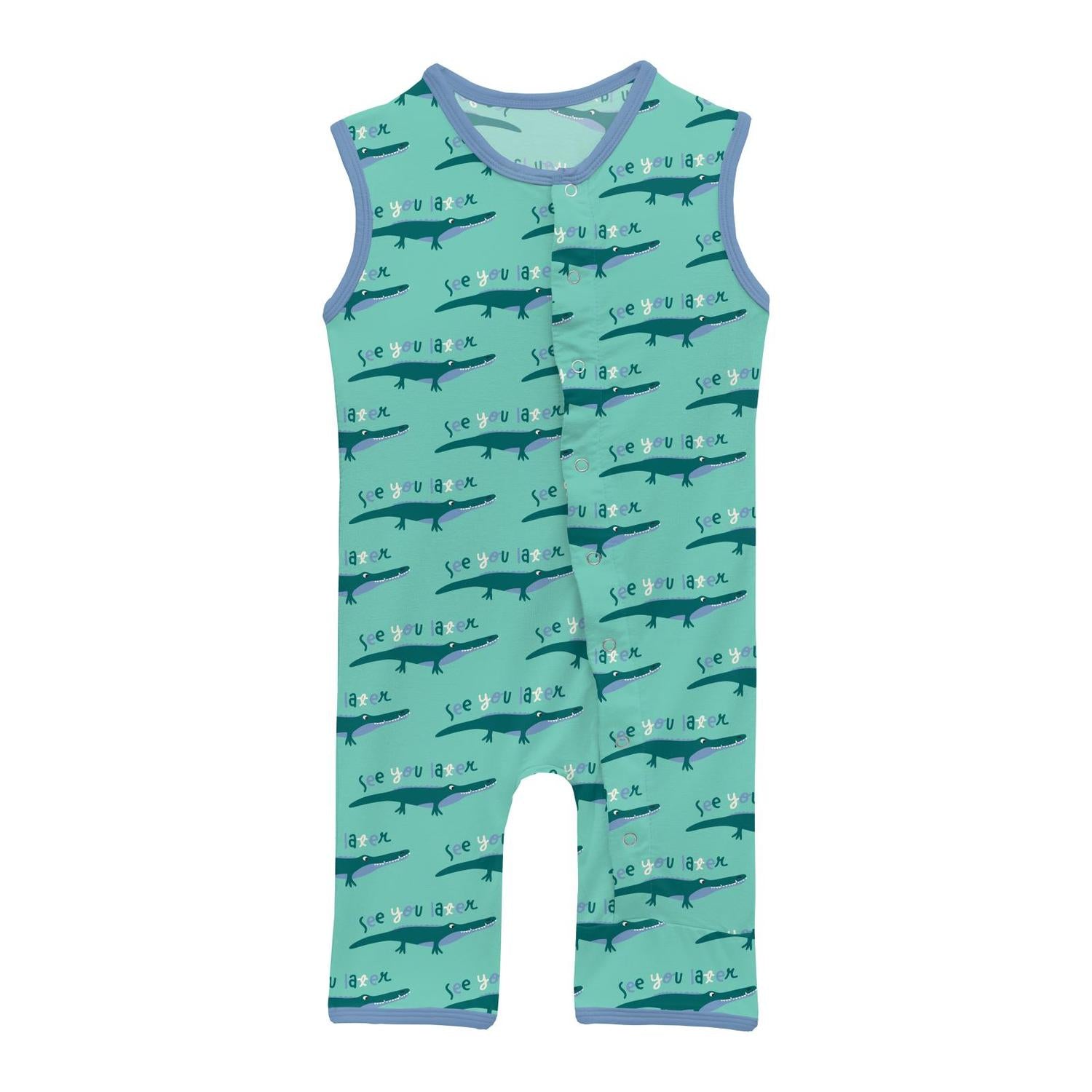 Kickee - Boys' Bamboo Print Tank Romper
