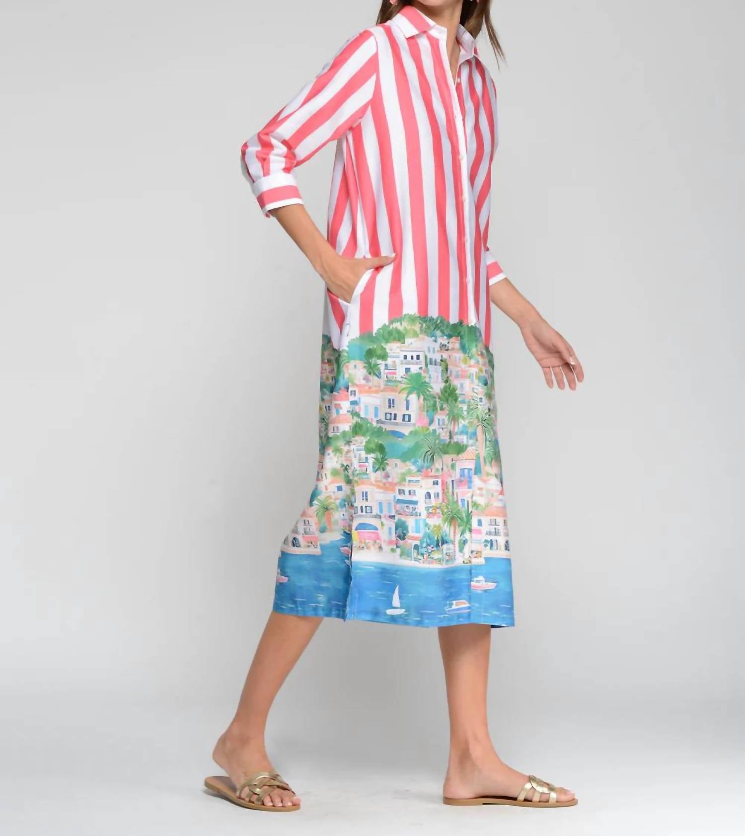 Vilagallo - Coastal Scene Stripe Dress