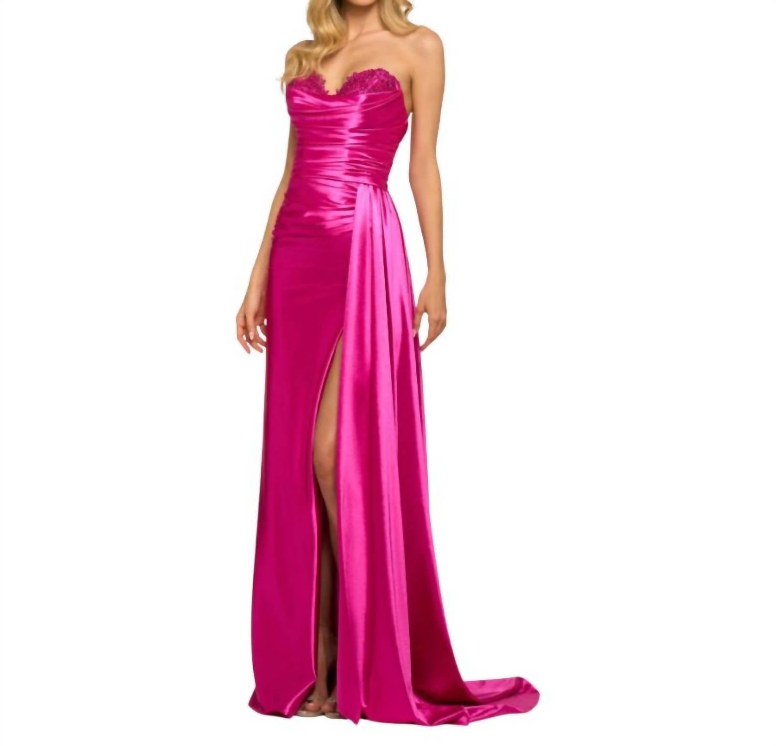 Sherri Hill - Satin Strapless Corset Gown