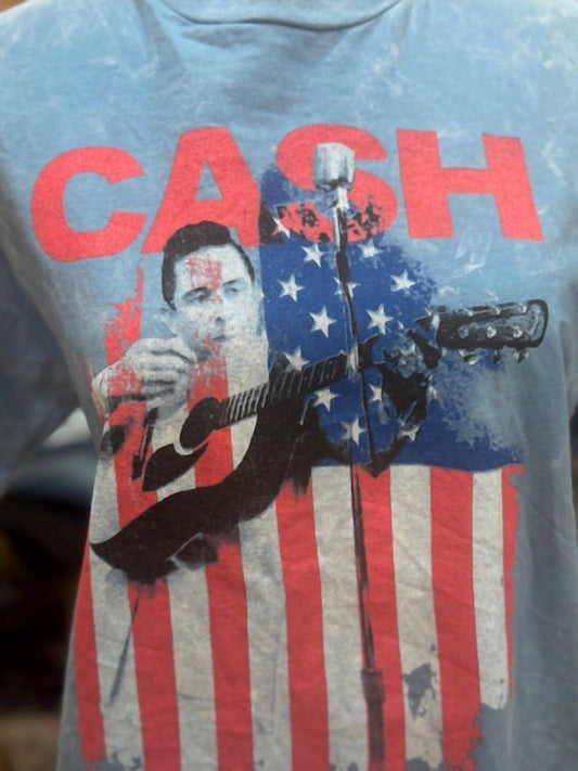 Archival Apparel - Women's Johnny Cash American Flag Short Sleeve T-shirt