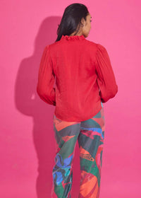 Alden Adair Phoebe Top in lipstick 1 - women's blouse - alternate view