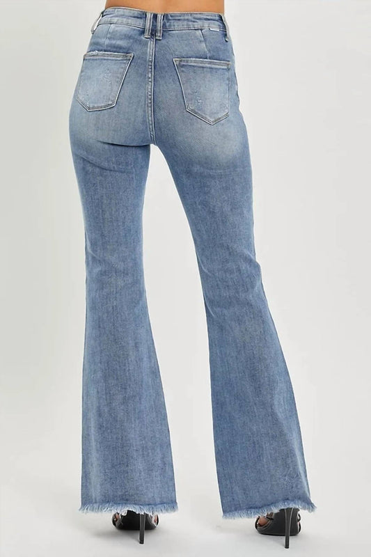 Risen - Frayed Hem Flare Jeans