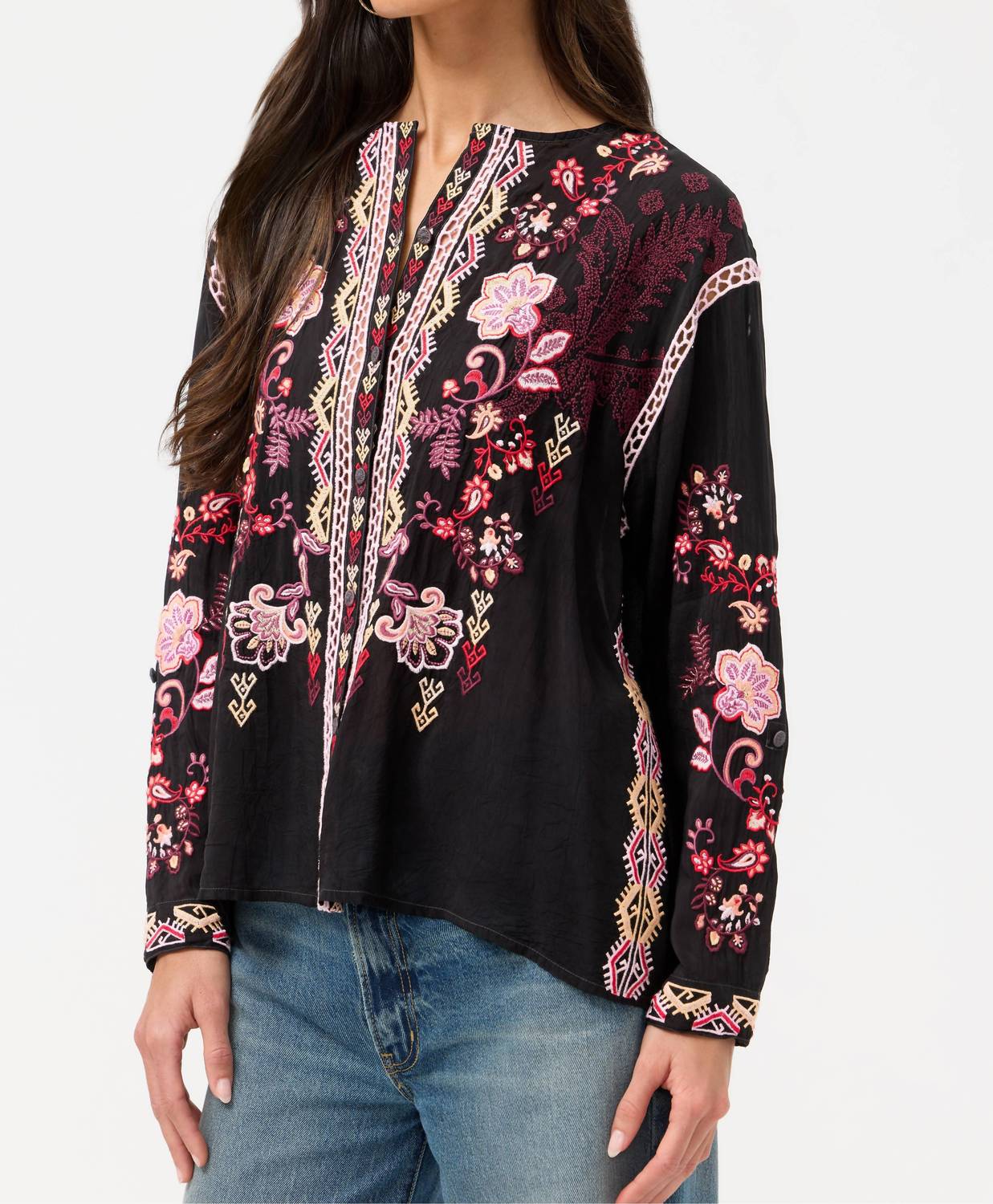 Johnny Was Women's Karol Shirt in black - women's blouse