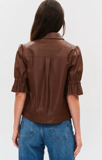 Six/Fifty - Jennifer Faux Leather Flutter Sleeve Jacket