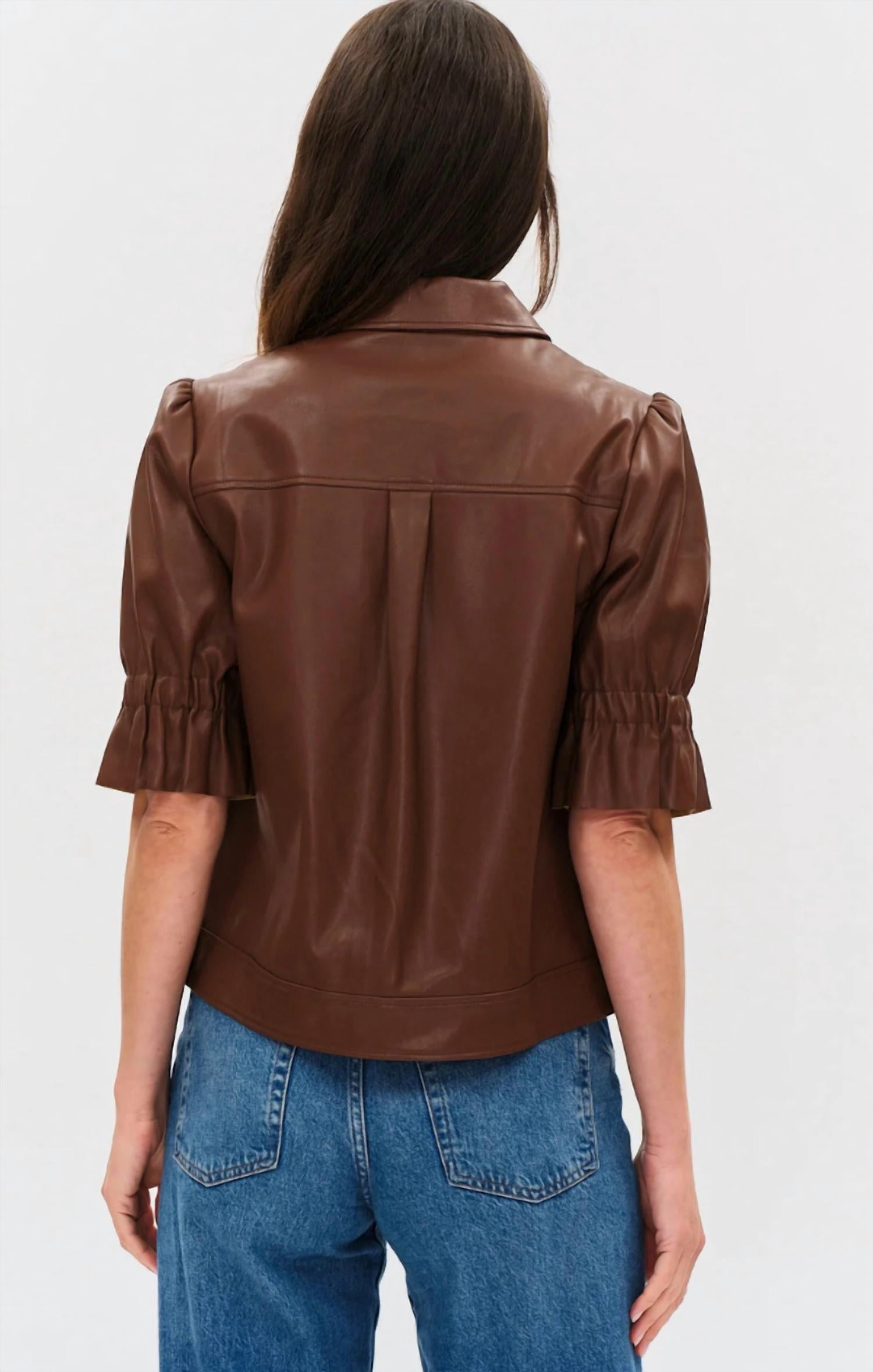 Six/Fifty - Jennifer Faux Leather Flutter Sleeve Jacket