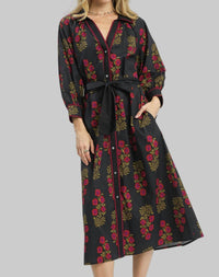 Umgee - Floral Button Front Maxi Shirt Dress