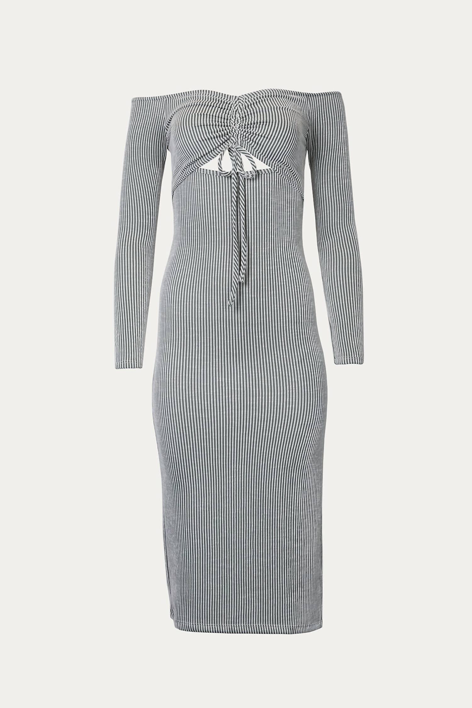 OFF-THE-SHOULDER CUTOUT MIDI DRESS