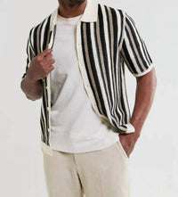 Wax London - Stripe Crochet Porto Polo Shirt