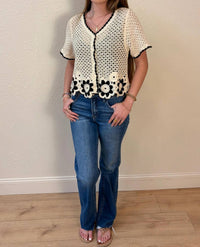 New In - Amelia Short Sleeve Crochet Cardigan