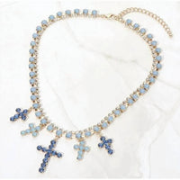 Josslyn By Wall To Wall - Women's Crystal Cross Charm Statement Necklace