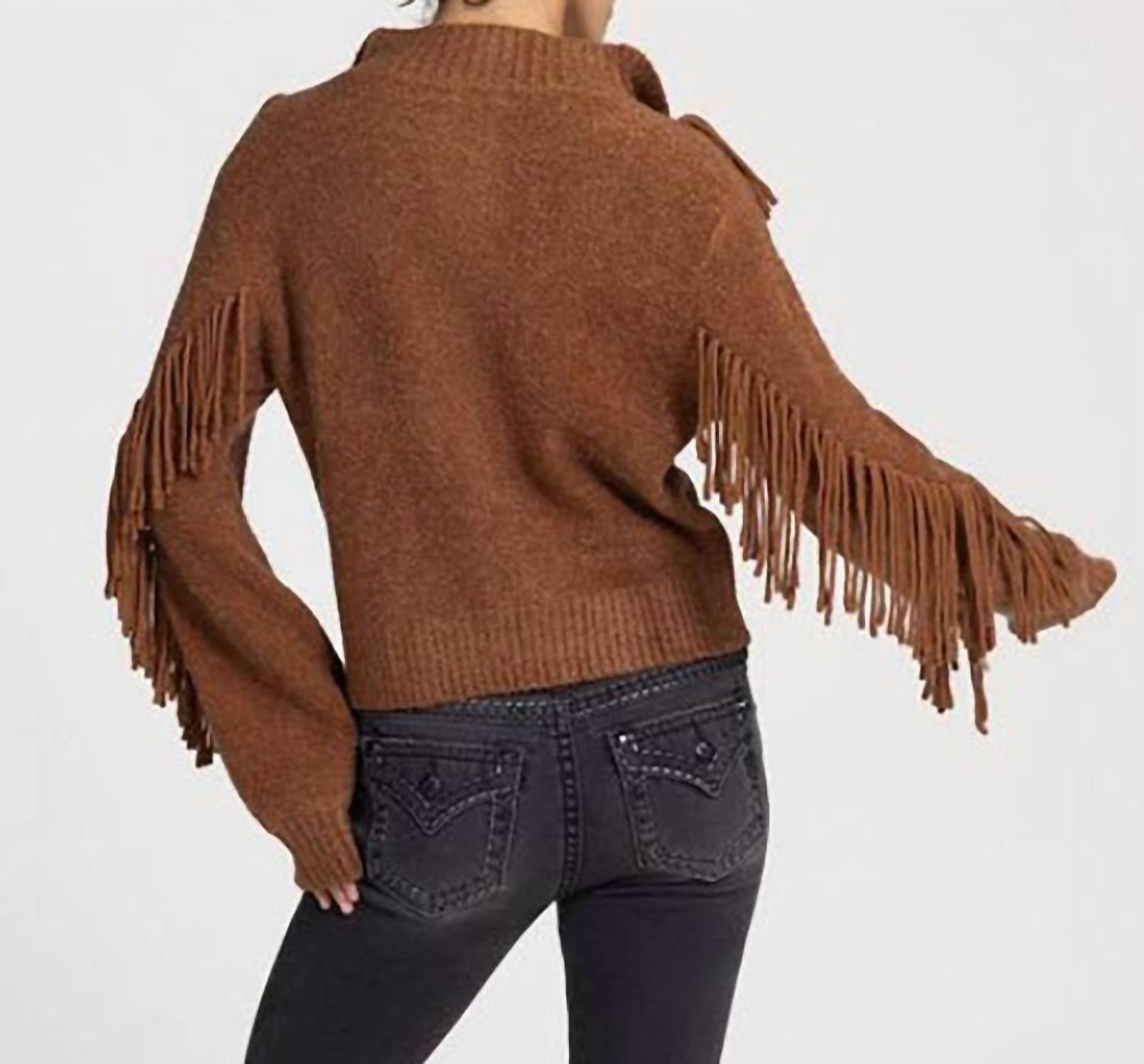 Miss Me - Turtleneck 1/4 Zip With Fringe Top